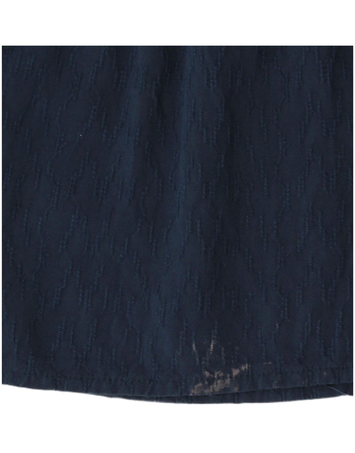 White Stuff Damen Langarm-Stufenkleid UK 12 Mittelblaue Viskose