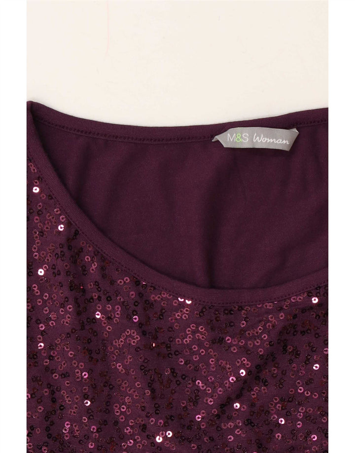 Marks & Spencer Pailletten-Blusenoberteil für Damen, UK 14, Größe L, Burgunderrot