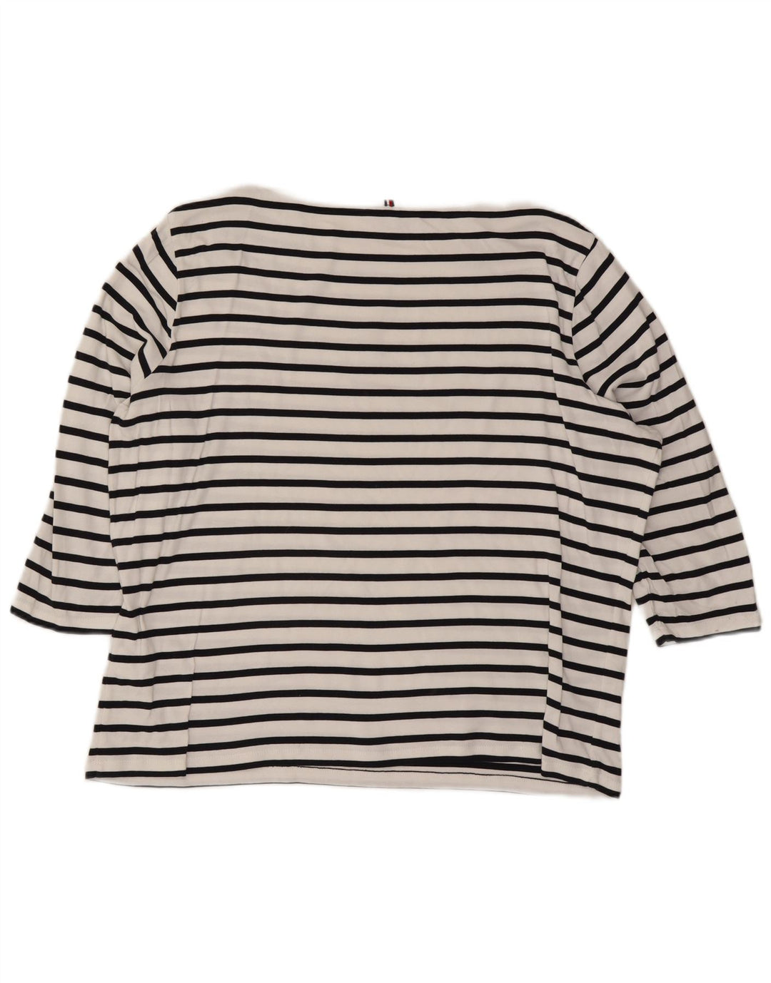 TOMMY HILFIGER Damen Top 3/4 Ärmel UK 24 4XL Weiß gestreifte Baumwolle