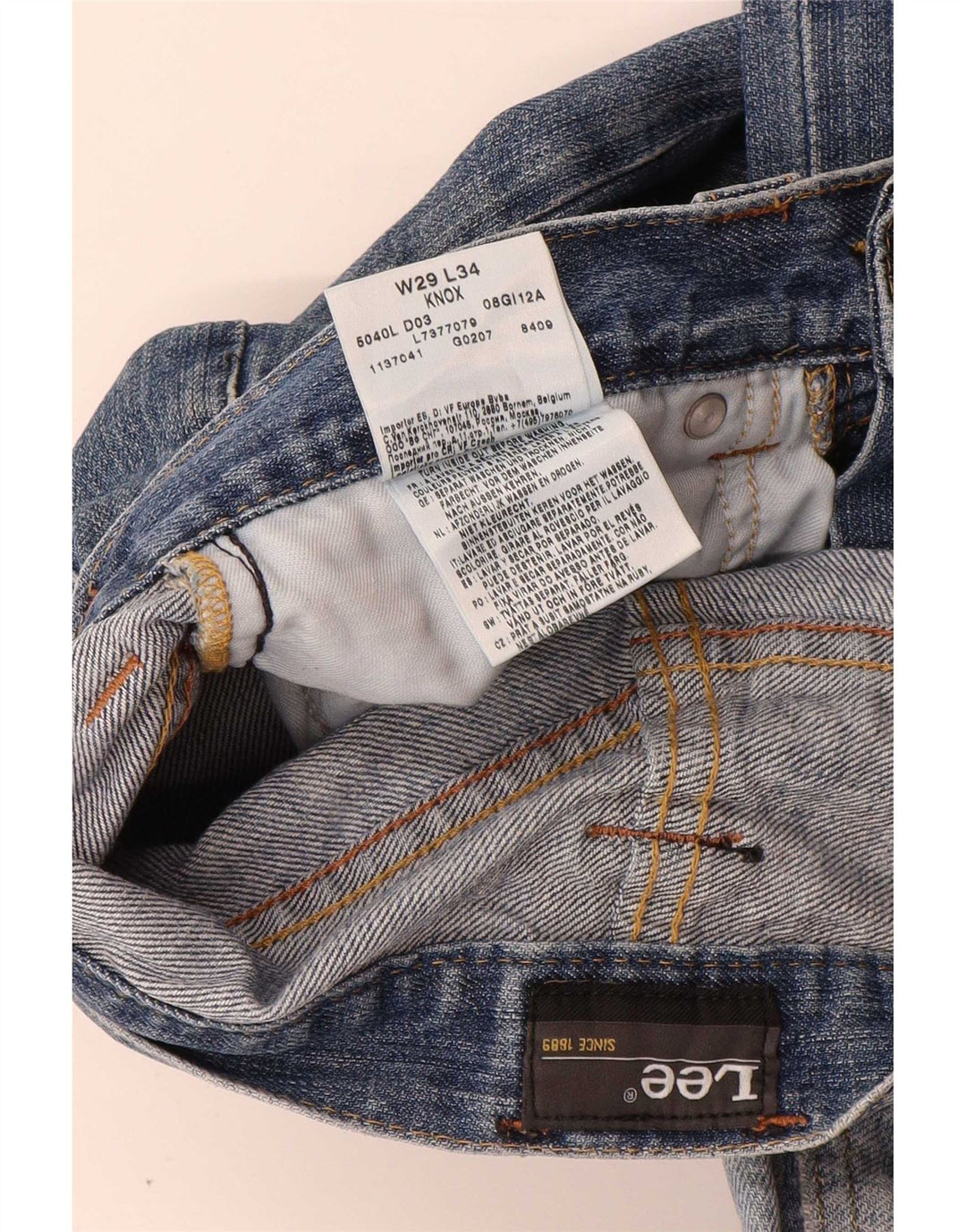 Lee Herren Knox Straight Jeans W29 L34 Blaue Baumwolle