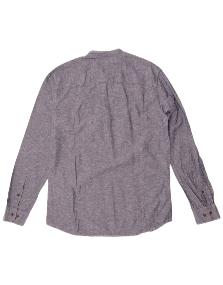 Jack & Jones Slim-Fit-Pulloverhemd für Herren aus mittelblau gefleckter Baumwolle