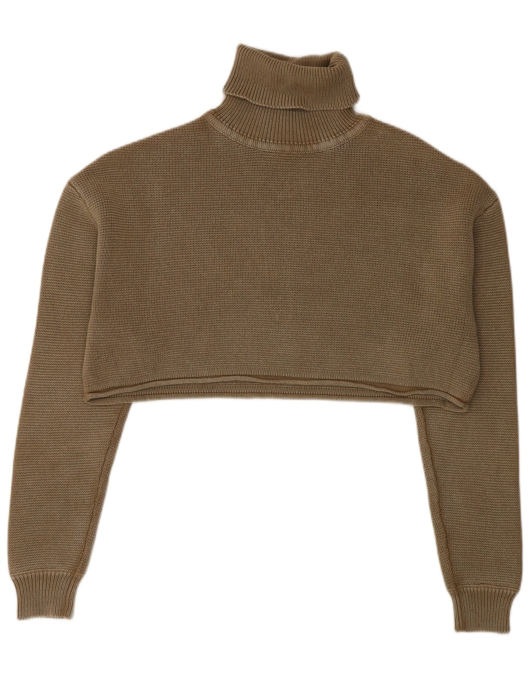 Zara Damen Crop Oversized Rollkragenpullover Pullover UK 10 Small Khaki