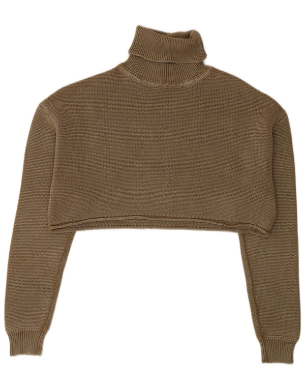 Zara Damen Crop Oversized Rollkragenpullover Pullover UK 10 Small Khaki