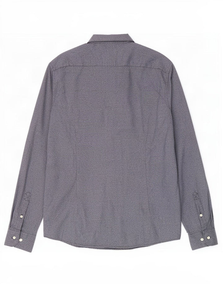 Barbour Herren-Hemd mit maßgeschneiderter Passform, mittelblau gefleckte Baumwolle