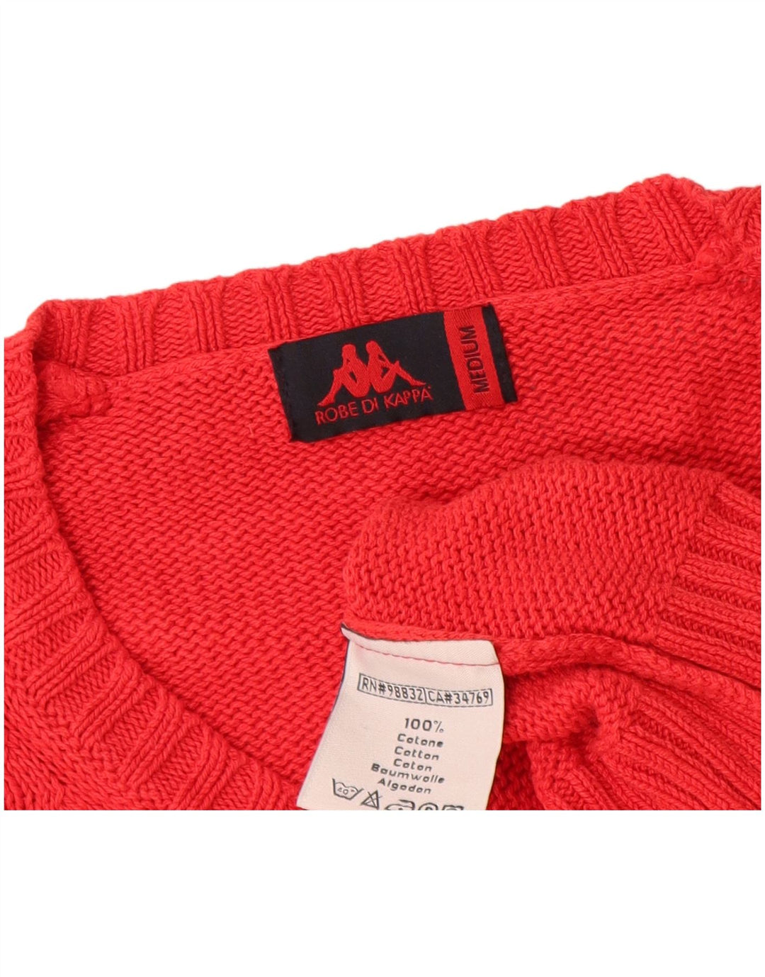 Kappa Herren-Pullover mit V-Ausschnitt aus mittelroter Baumwolle