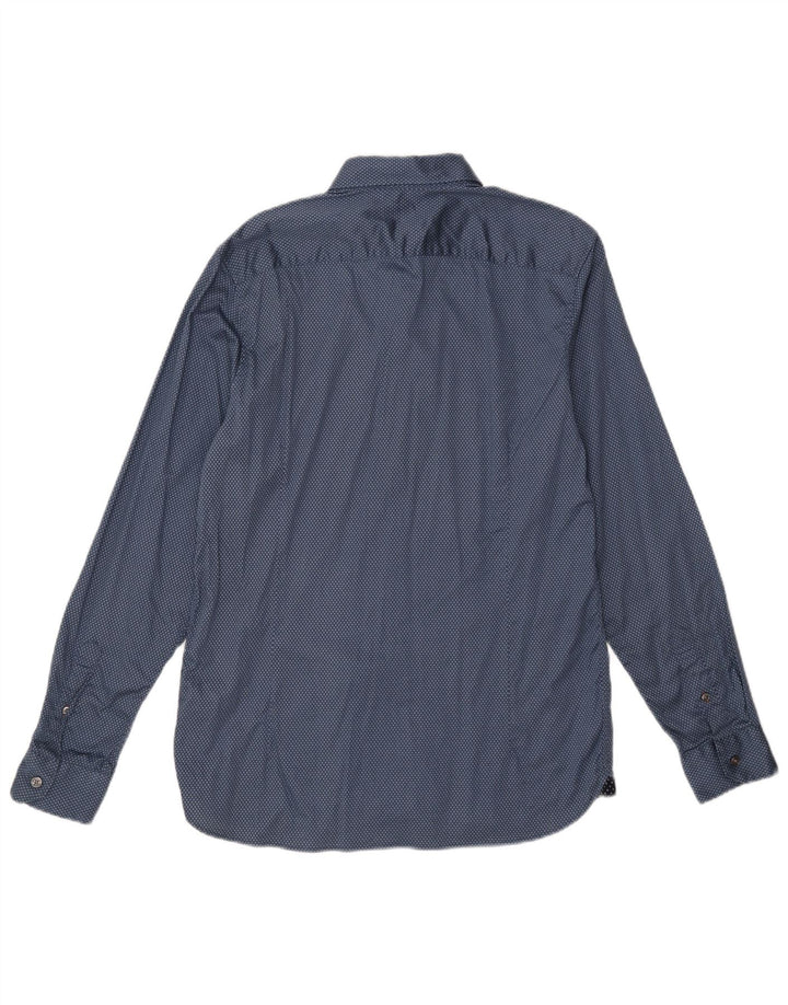 Ted Baker Herrenhemd, Größe 4, groß, blau gepunktete Baumwolle