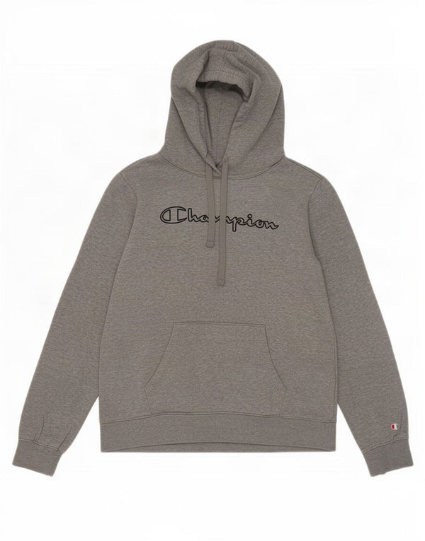 Champion Womens Graphic Hoodie Pullover UK 12 Mittelgraue Baumwolle