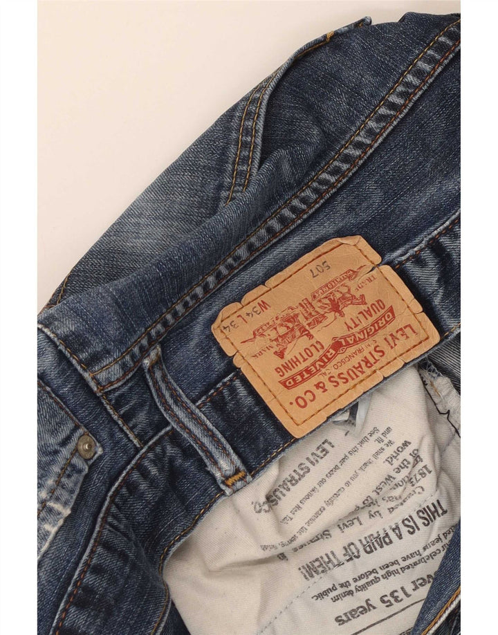 Levi's Herren 507 Distressed Bootcut Jeans W34 L30 Blaue Baumwolle