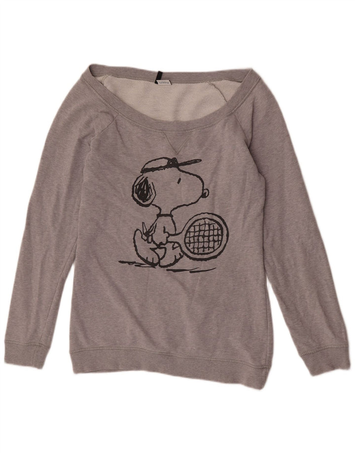 Benetton Womens Peanuts Graphic Sweatshirt Pullover UK 14 Mittelgrau