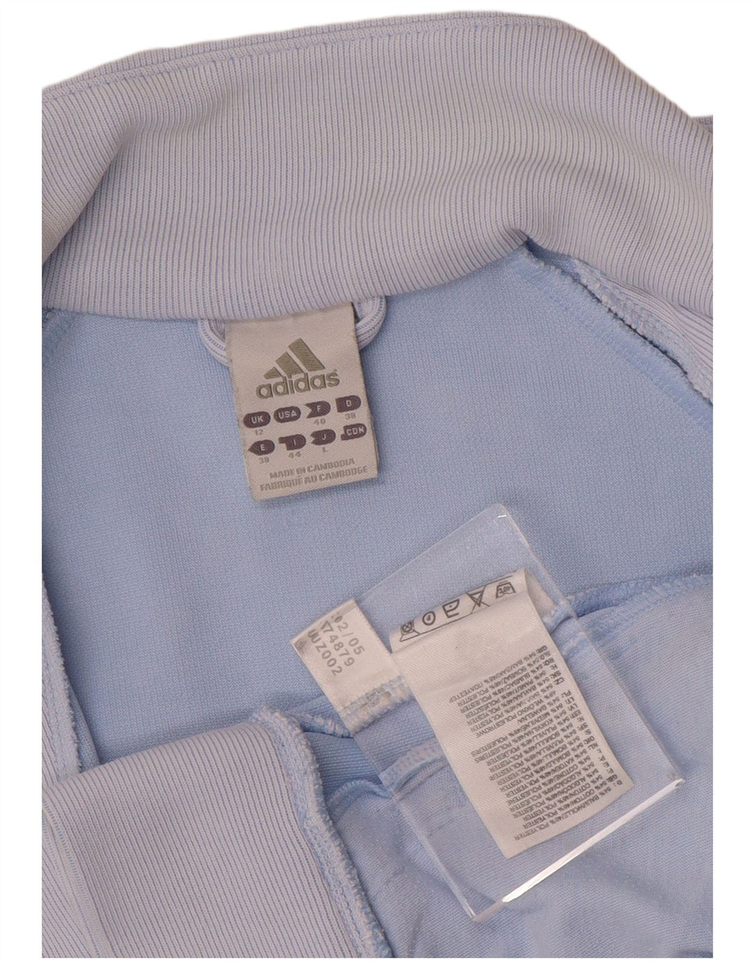 Adidas Damen Trainingsanzug Top Jacke UK 12 Mittelblaue Baumwolle