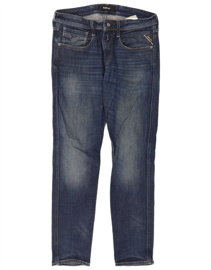 Replay Herren Slim Jeans W33 L32 Blaue Baumwolle