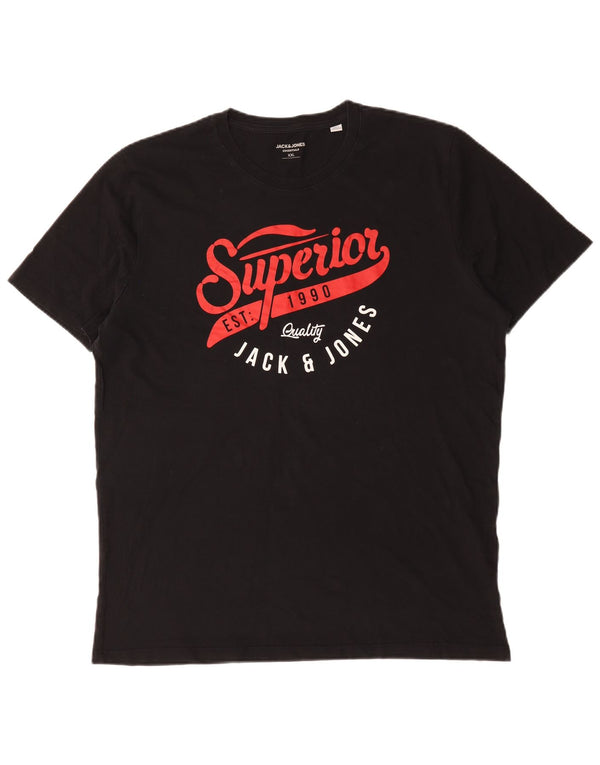 Jack & Jones Herren Grafik T-Shirt Top 2XL Schwarz Baumwolle