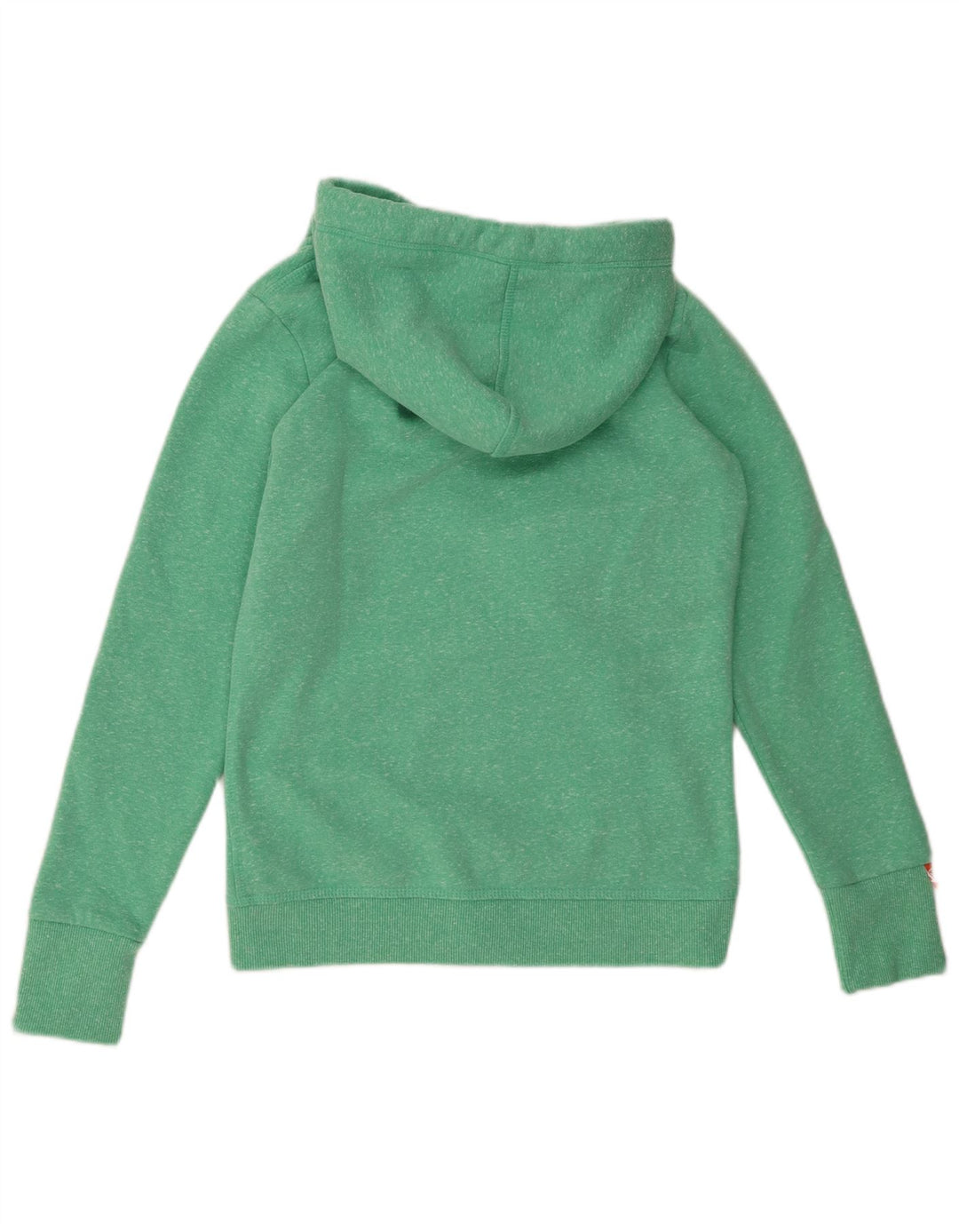Superdry Damen-Kapuzenpullover mit Reißverschluss, UK 12, mittelgrün gefleckte Baumwolle