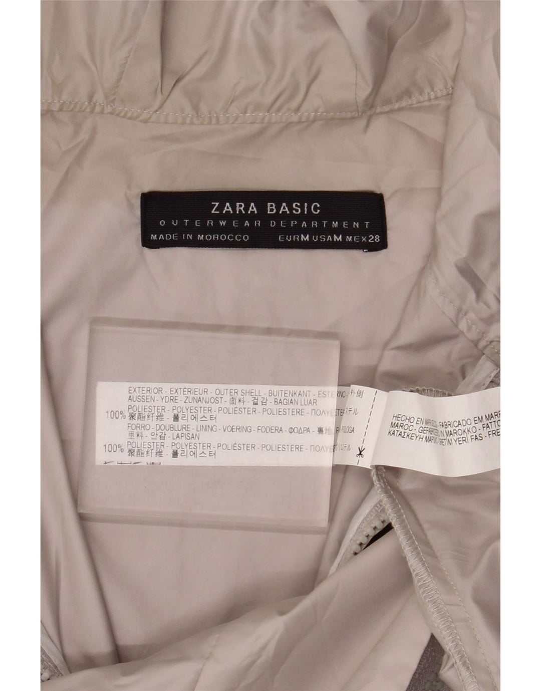 Zara Damen Übergroße Regenjacke mit Kapuze und 3/4-Ärmeln, UK 14, Mittelgrau