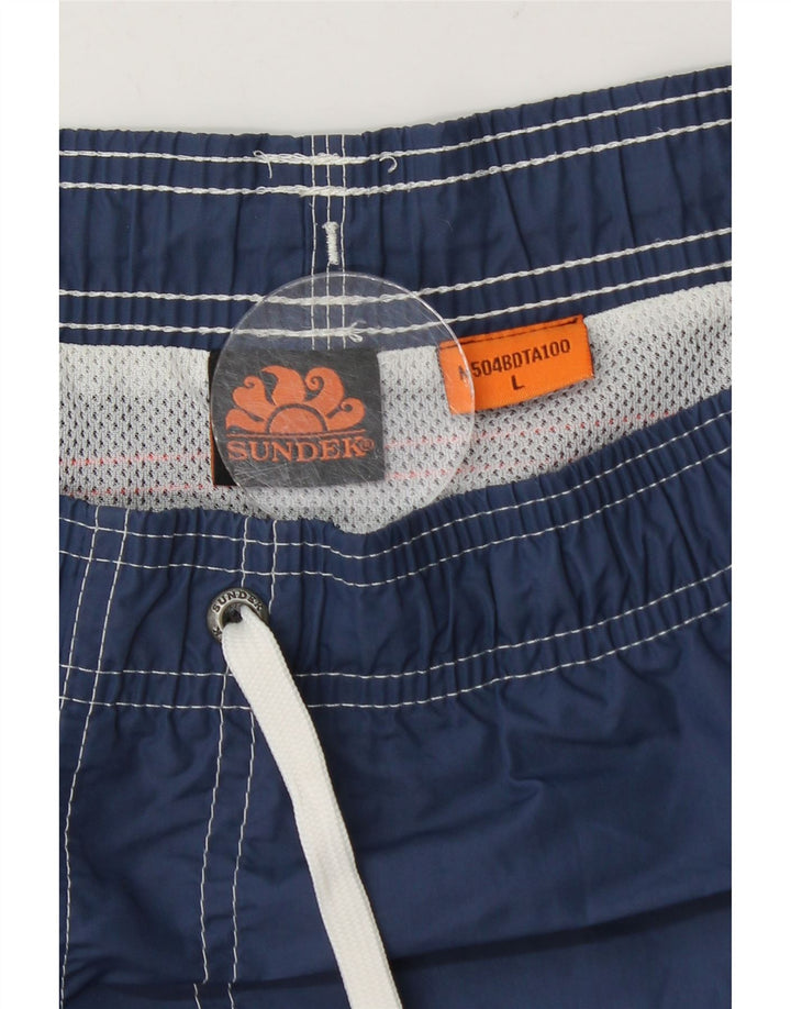 Sundek Herren-Badeshorts, groß, marineblau gestreift