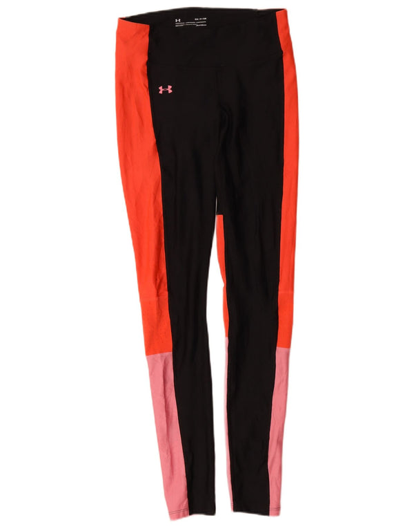 Under Armour Damen Heat Gear Leggings UK 8 Small Mehrfarbiger Farbblock