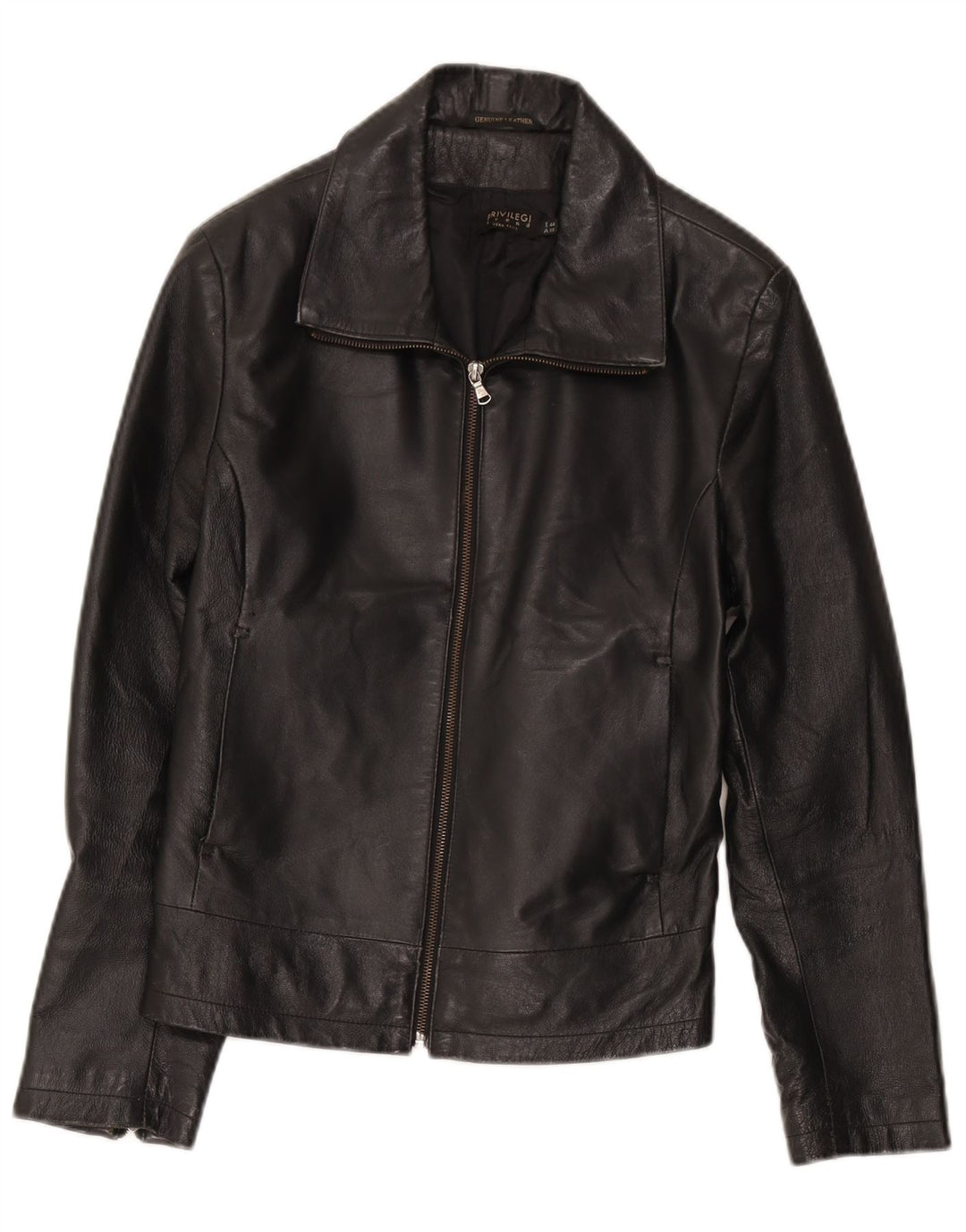Privilegi Damen Leder Crop Bomberjacke IT 44 Mittelschwarzes Leder
