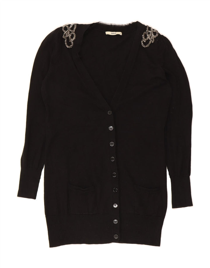 OASIS Womens Longline Cardigan Sweater UK 12 Medium Black Cotton Vintage Oasis and Second-Hand Oasis from Messina Hembry 