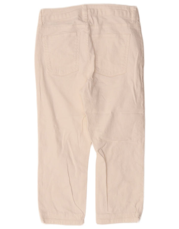 Marks & Spencer Damen Crop Slim Jeans UK 10 Small W28 L20 Weiße Baumwolle