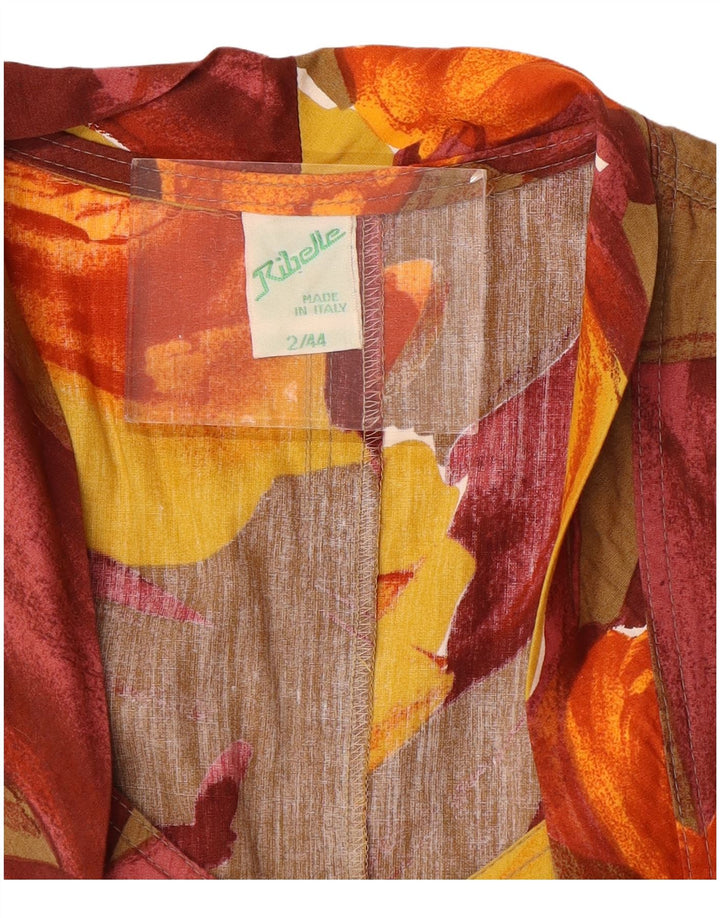 Vintage Damen Ärmelloses Etuikleid IT 44 Medium Mehrfarbig geblümt