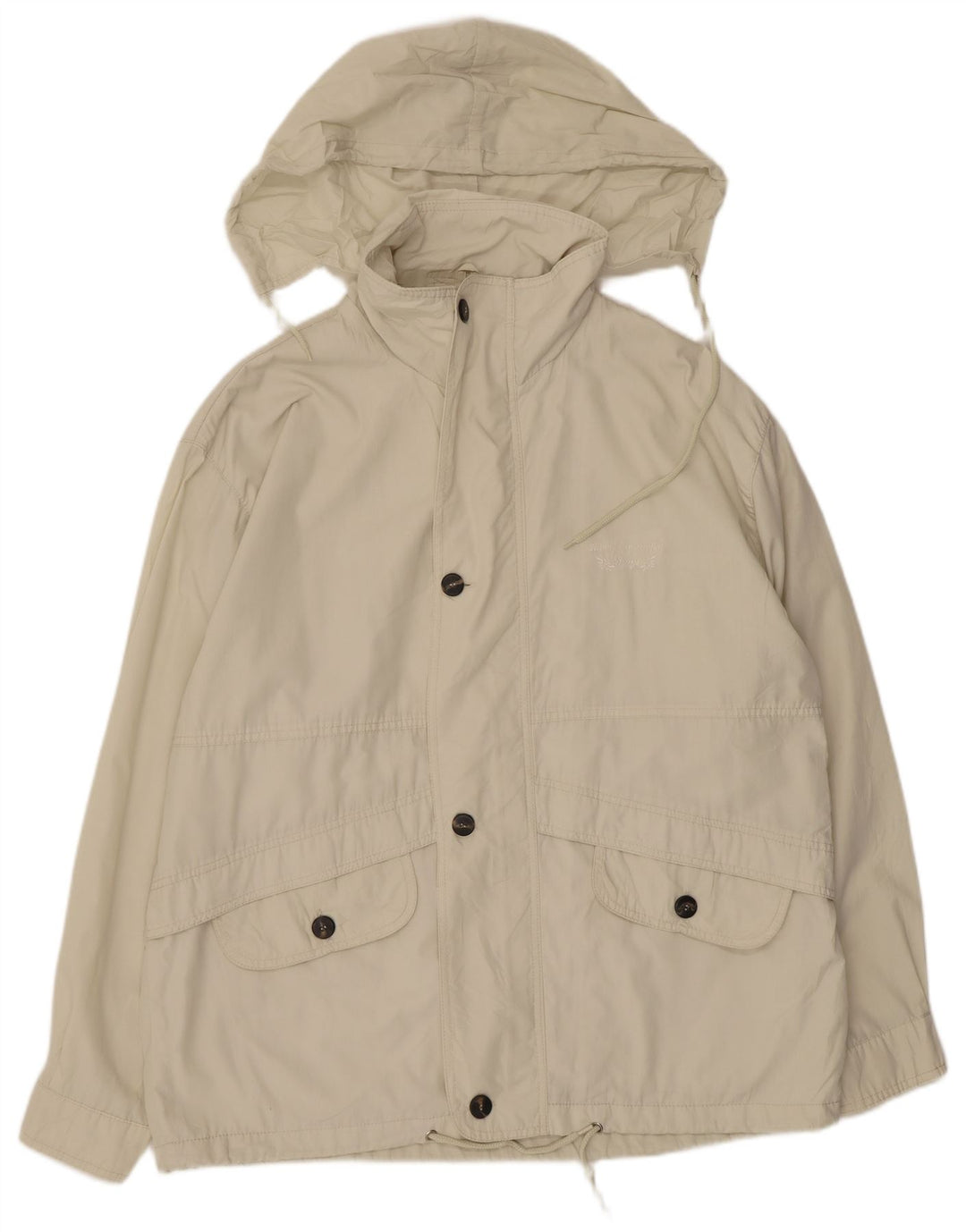 Brugi Herren-Windbreaker-Jacke mit grafischer Kapuze, Gr. 40, Größe L, Beige