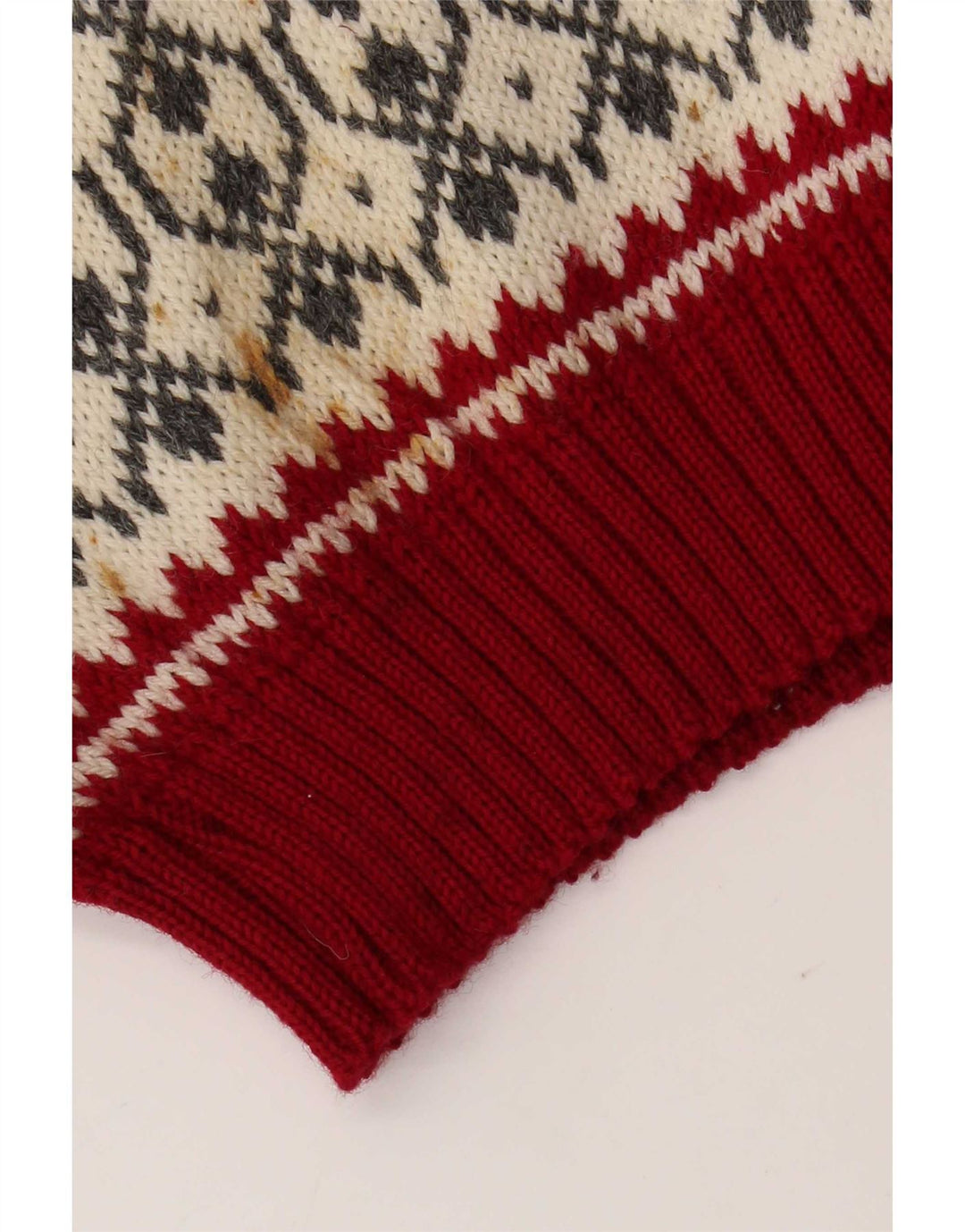 Voss Herren-Unisex-Pullover mit Rundhalsausschnitt, mittelgroß, gebrochenes Weiß, Fair Isle-Muster