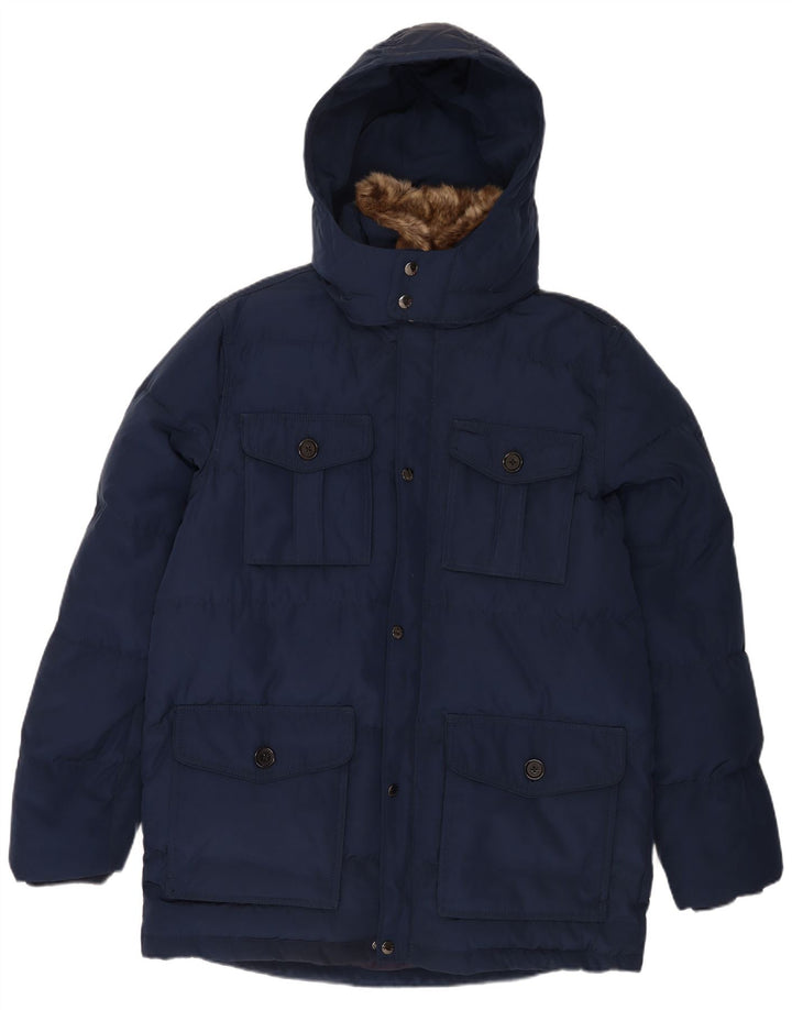 Tommy Hilfiger Herren-Jacke mit Kapuze, gepolstert, UK 44 2XL, Marineblau, Polyester