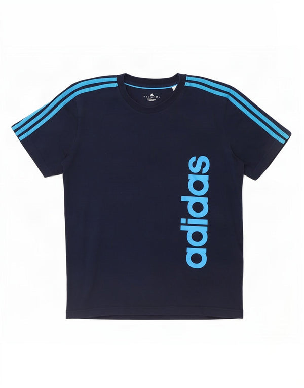 Adidas Herren Climalite Graphic T-Shirt Top Large Marineblau Baumwolle