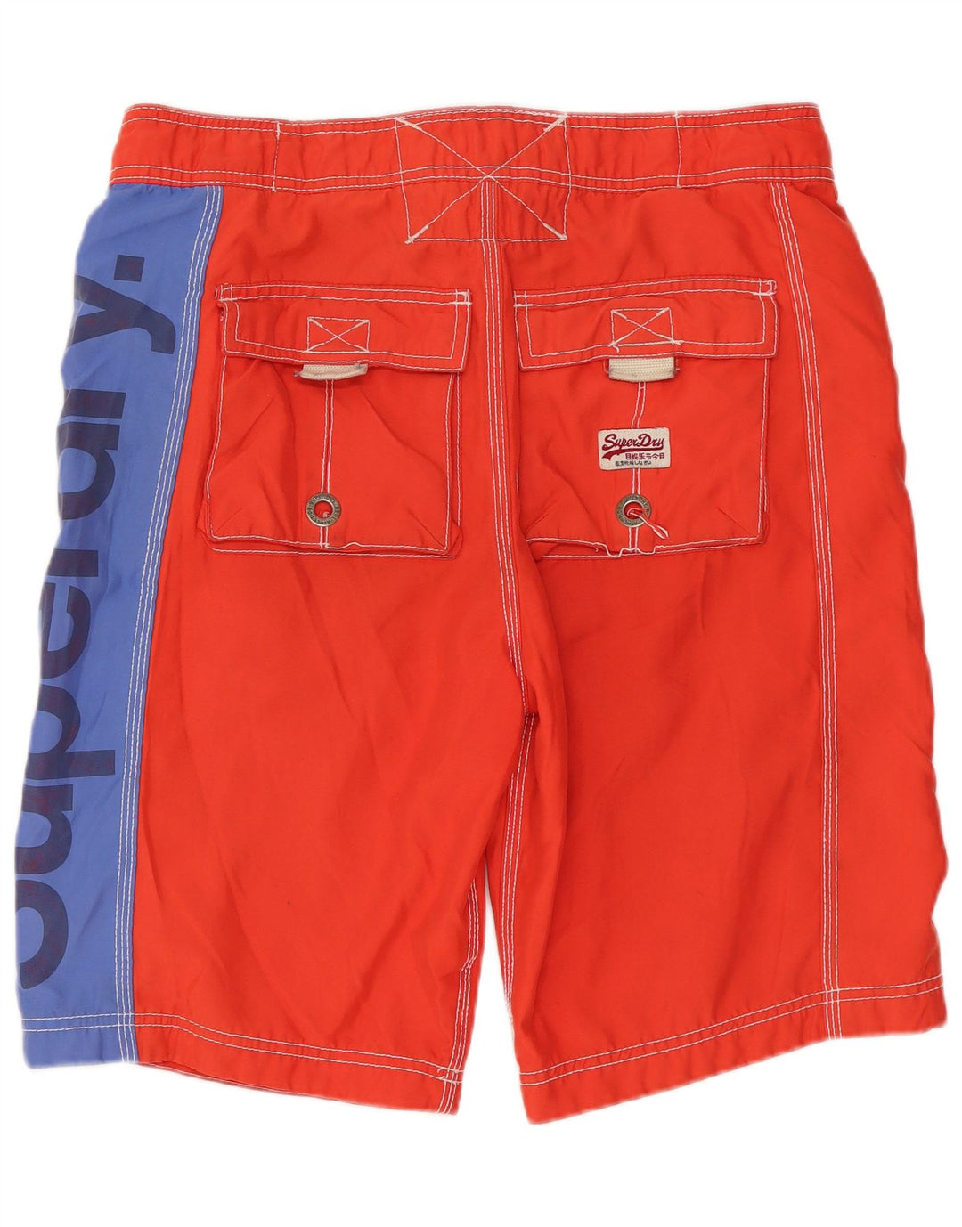 SUPERDRY Herren-Badeshorts mit Grafik, Größe S, Rot, Farbblock-Polyester