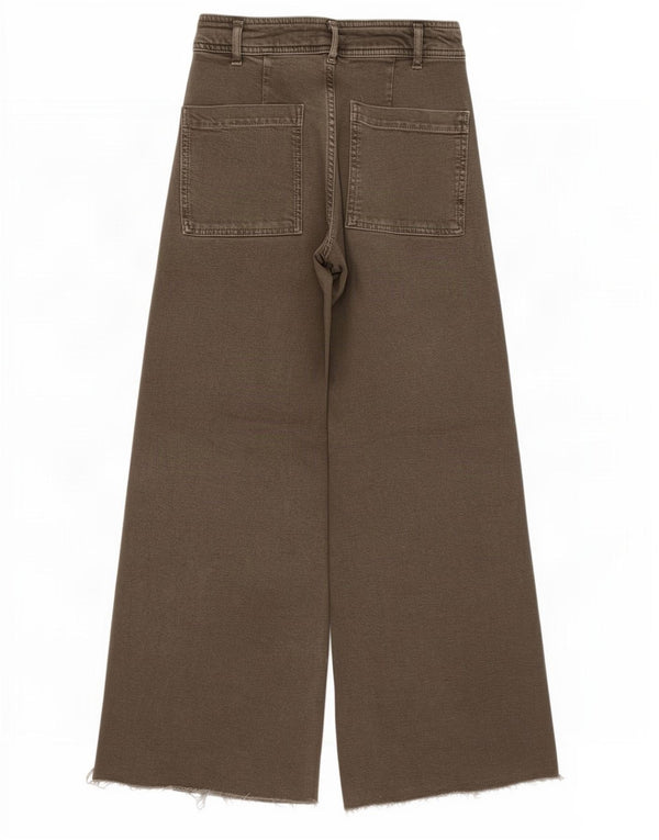 Zara Damen The Marine Straight Wide Leg Jeans EU 36 XS W26 L27 Khaki