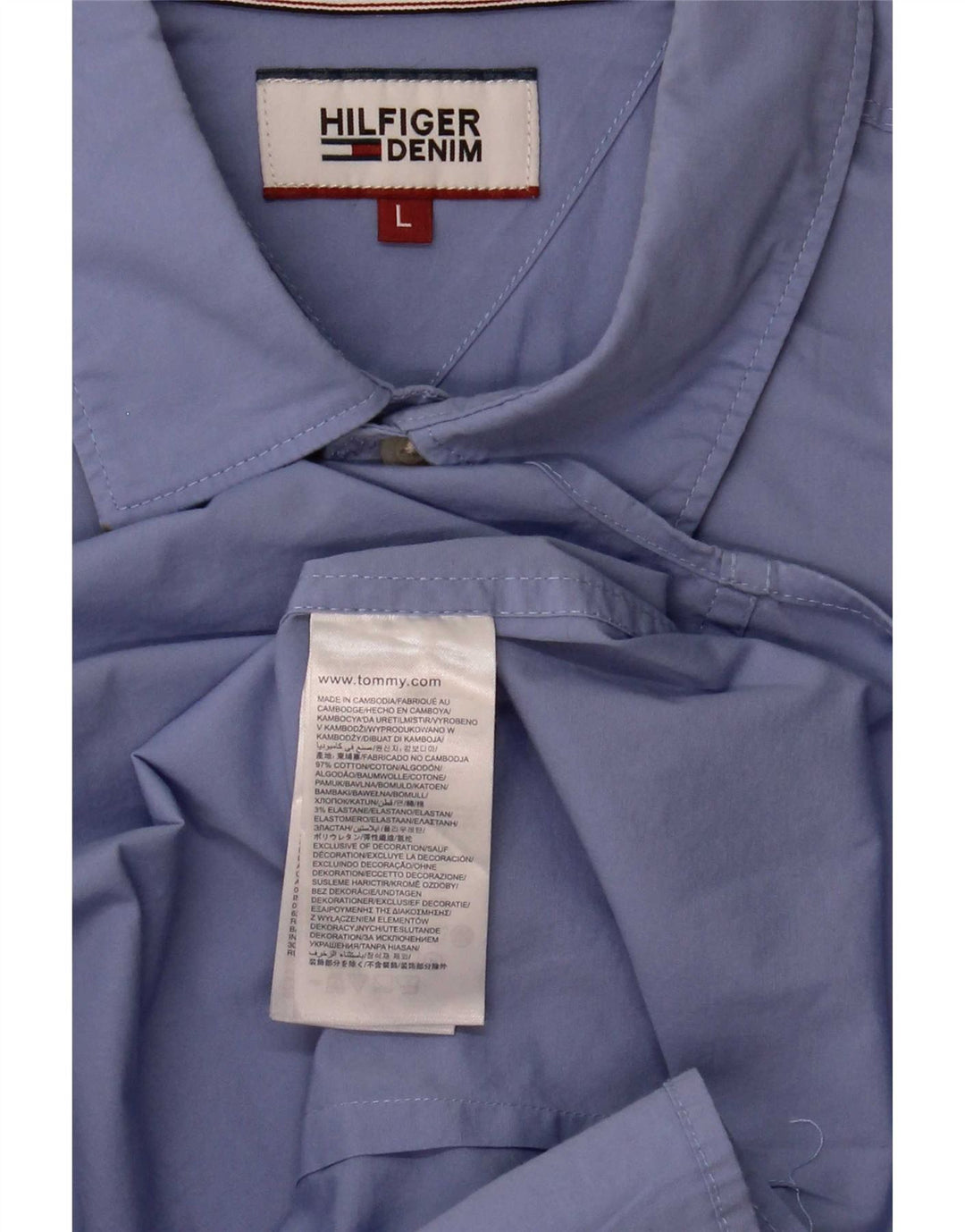 Tommy Hilfiger Herren-Slim-Fit-Hemd, groß, aus blauer Baumwolle