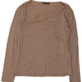 Zara Damen Top Langarm UK 12 Mittelbraune Viskose