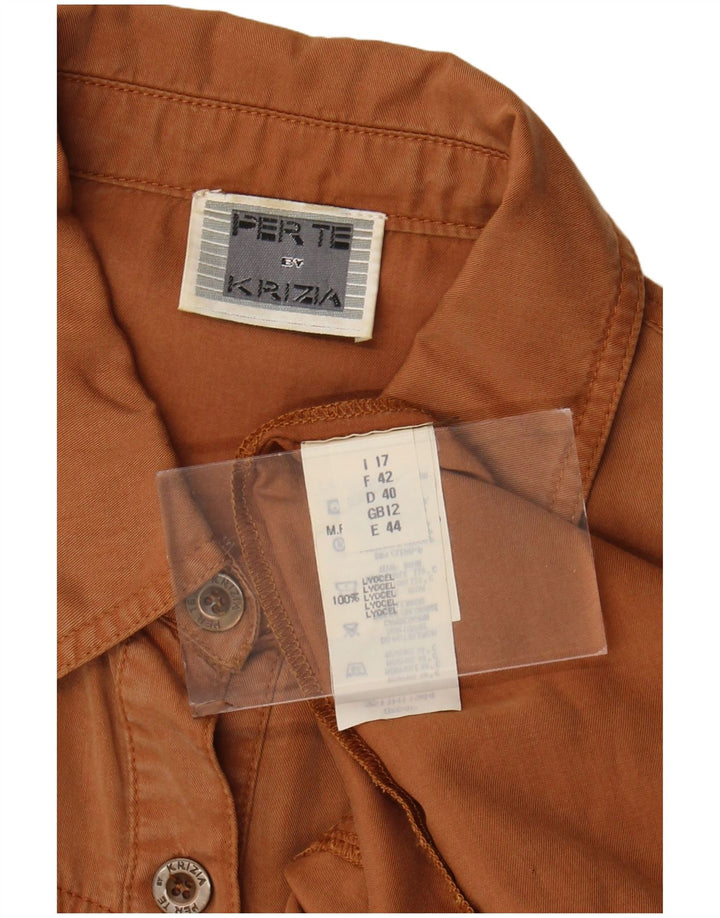 Perte by Krizia Damen Pullover-Hemdkleid mit 3/4-Ärmeln, UK 12, Mittelbraun