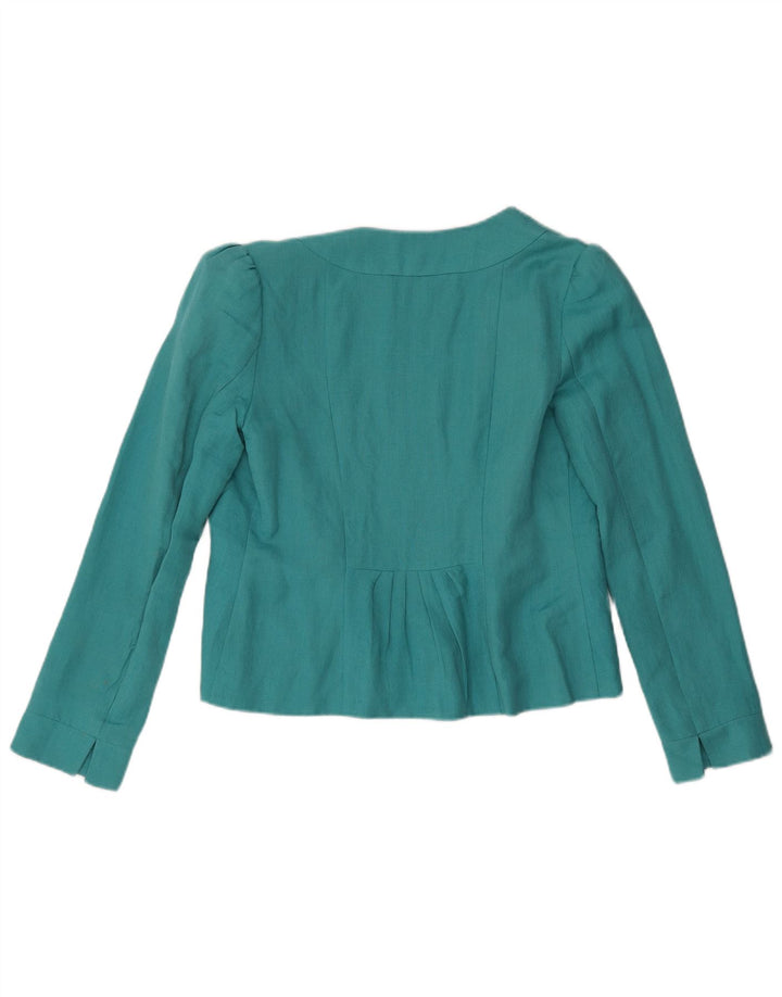 Offene Blazerjacke für Damen von Monsoon, UK 10, klein, türkisfarbenes Leinen