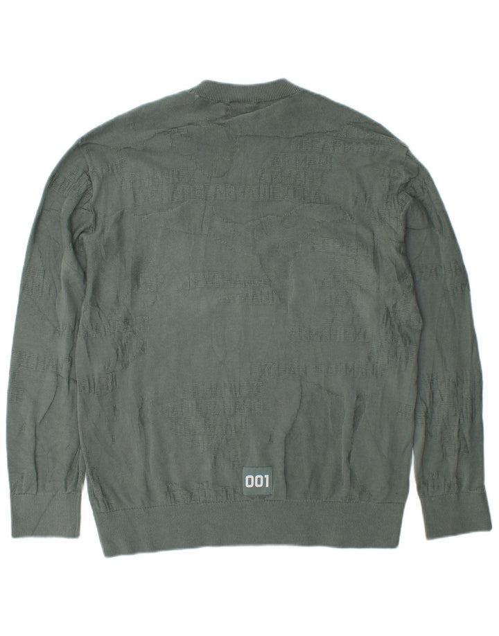 Armani Exchange Herren-Pullover mit Rundhalsausschnitt, Größe S, grüne Baumwolle