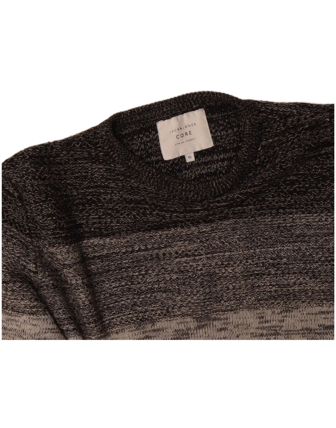 JACK & JONES Herren-Pullover mit Rundhalsausschnitt, XL, grau gestreift, Baumwolle