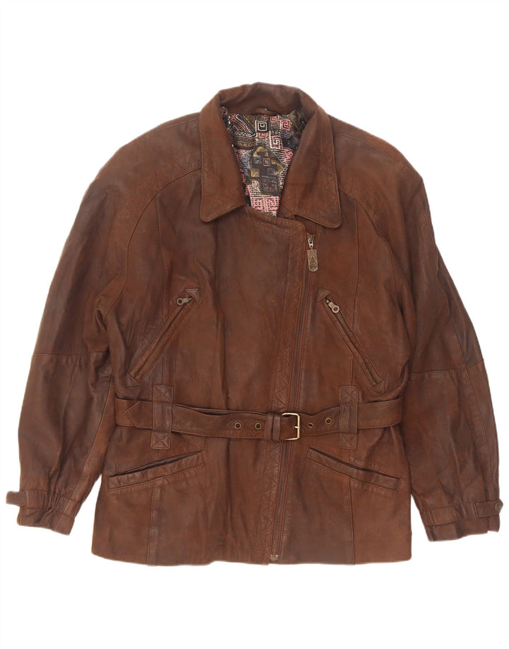 Vintage Damen Leder Bikerjacke IT 42 Mittelbraun