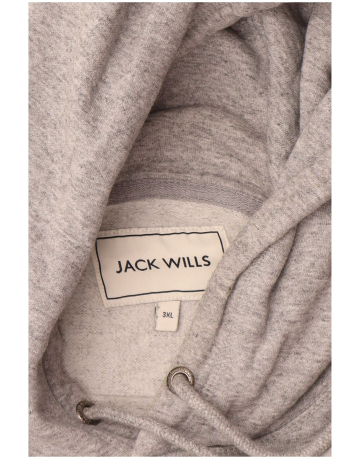 JACK WILLS Herren-Kapuzenpullover mit Grafik, 3XL, grau gefleckte Baumwolle