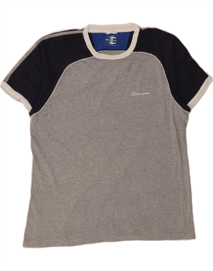 CHAMPION Mens T-Shirt Top XL Grey Colourblock Vintage Champion and Second-Hand Champion from Messina Hembry 