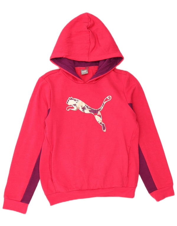 PUMA Mädchen-Kapuzenpullover mit Grafik, 11–12 Jahre, rosa, Colourblock-Baumwolle