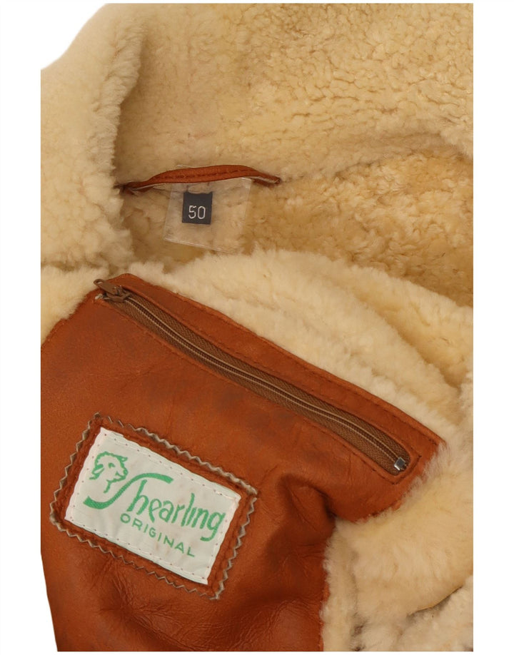 VINTAGE Herren-Shearling-Mantel IT 50, großes braunes Shearling