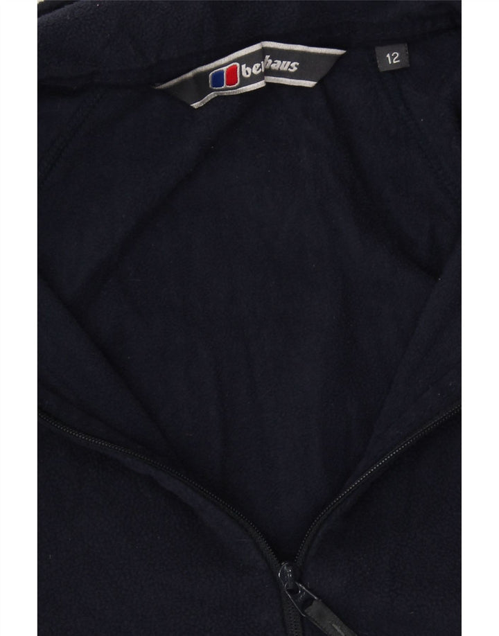 BERGHAUS Womens Zip Neck Fleece Jumper UK 12 Medium Navy Blue Polyester Vintage Berghaus and Second-Hand Berghaus from Messina Hembry 