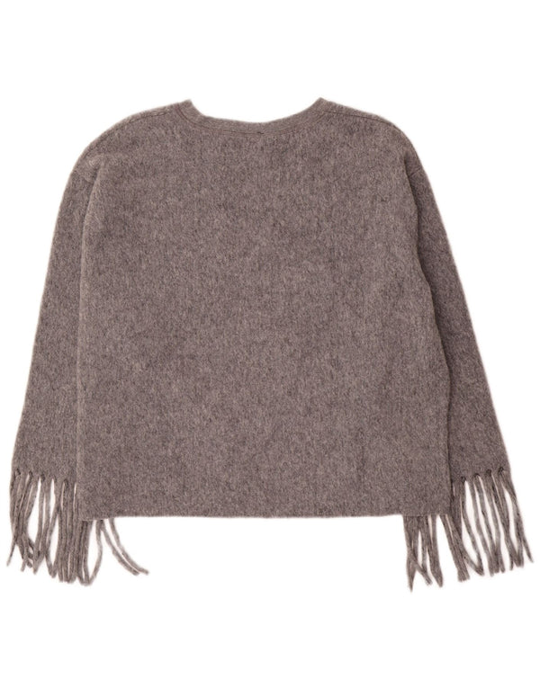 Zara Damen-Pullover, übergroß, U-Boot-Ausschnitt, Gr. 40, Größe L, Grau, Polyester