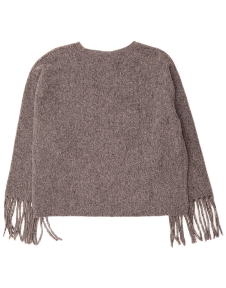 Zara Damen-Pullover, übergroß, U-Boot-Ausschnitt, Gr. 40, Größe L, Grau, Polyester