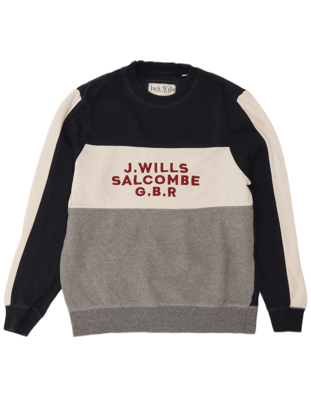 Jack Wills Salcombe-Sweatshirt für Herren, groß, Marineblau, Farbblock