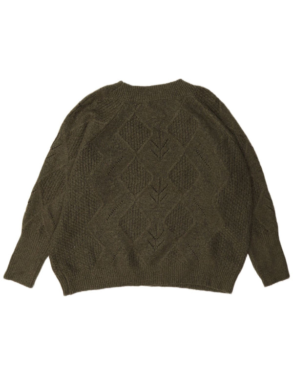 Marks & Spencer Damen-Pullover, übergroß, Rundhalsausschnitt, Gr. 18, XL, Grün