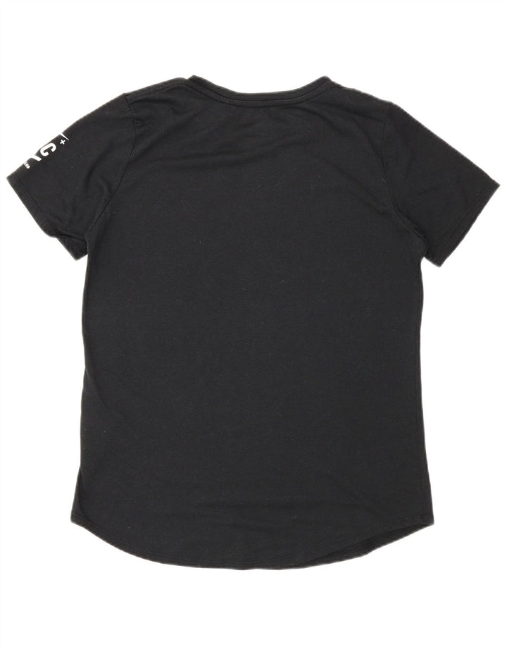 Nike Damen Dri Fit Graphic T-Shirt Top UK 14 Mittelschwarzes Polyester