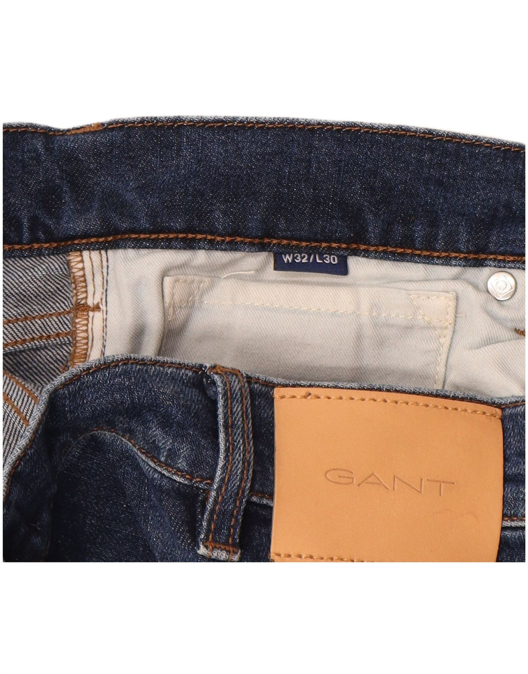 Gant Herren Straight Jeans W32 L30 Marineblaue Baumwolle