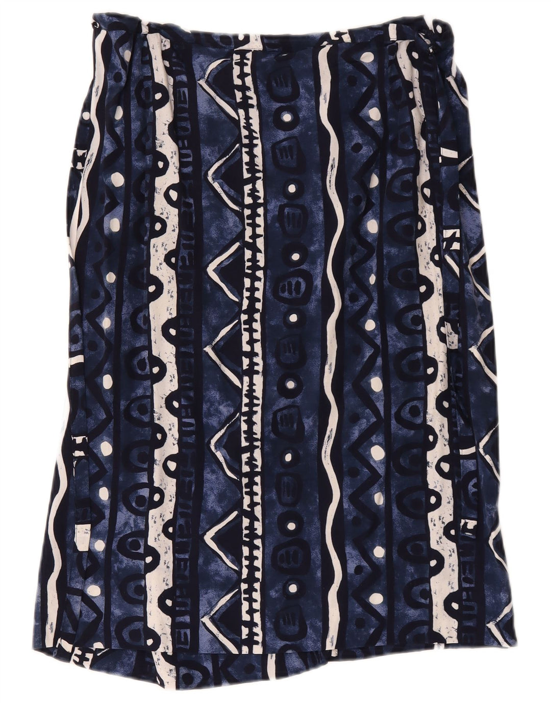 Vintage Damen Wickelrock W34 Groß Marineblau Geometrisch