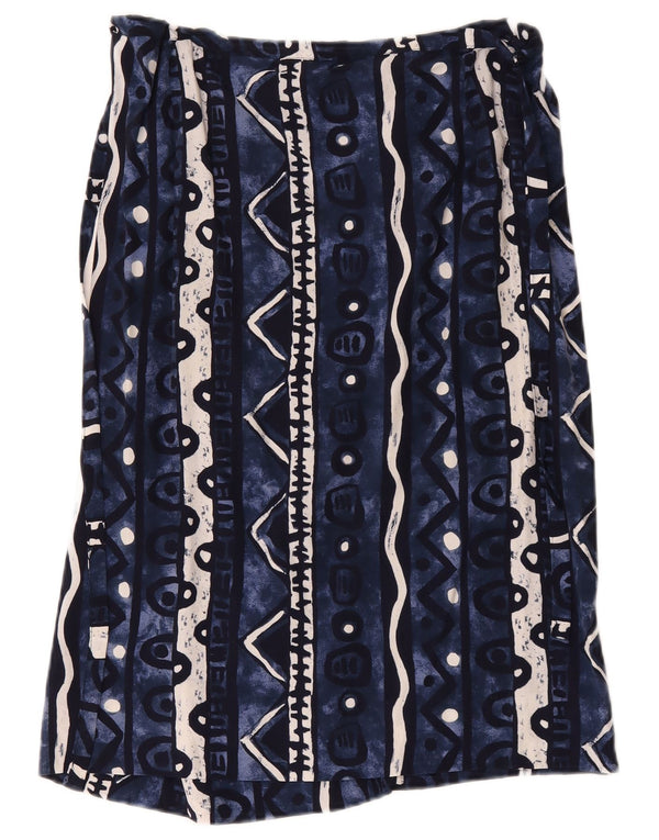 Vintage Damen Wickelrock W34 Groß Marineblau Geometrisch